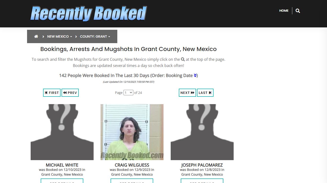 Bookings, Arrests and Mugshots in Grant County, New Mexico
